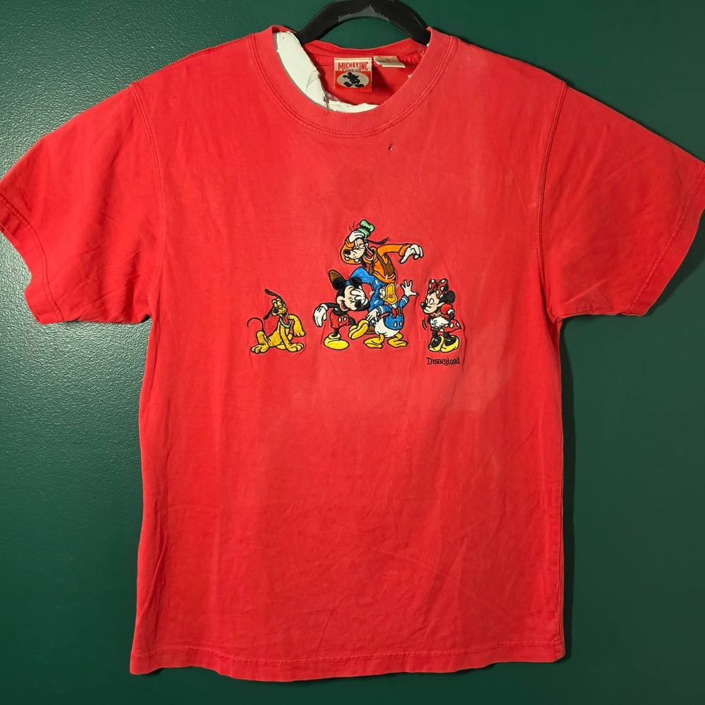 Vintage Mickey Inc Disneyland Red T-Shirt Mens Medium Mickey Minnie Goofy Pluto